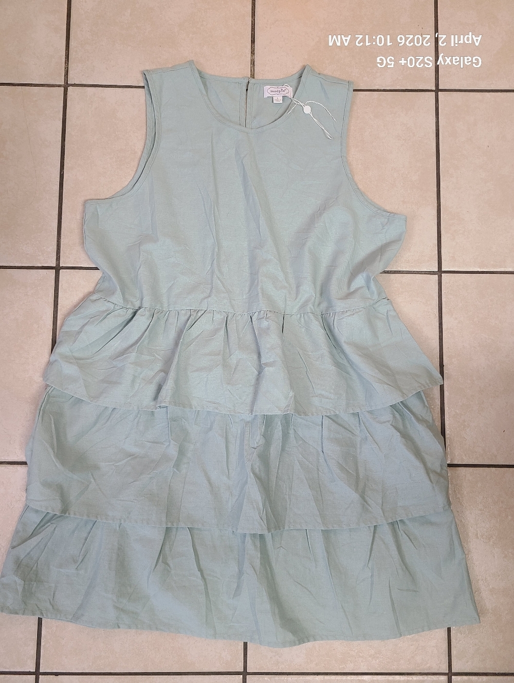 Mud Pie Light Mint Tiered Sleeveless Dress